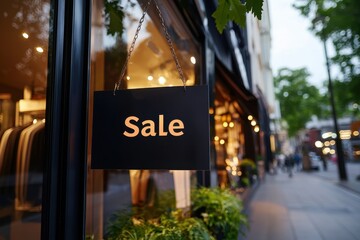 Obraz premium A sign hanging from a window that says Sale