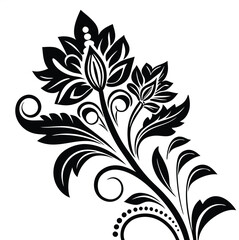 Ornate Floral Seamless Pattern Design in Black and White 