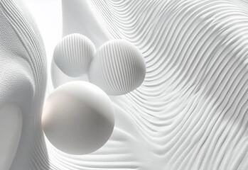 Wavy white fabric with dotted texture close-up Calming abstract design with fluid wavy lines and soft textures in a minimalist white palette, ideal for modern interiors, 