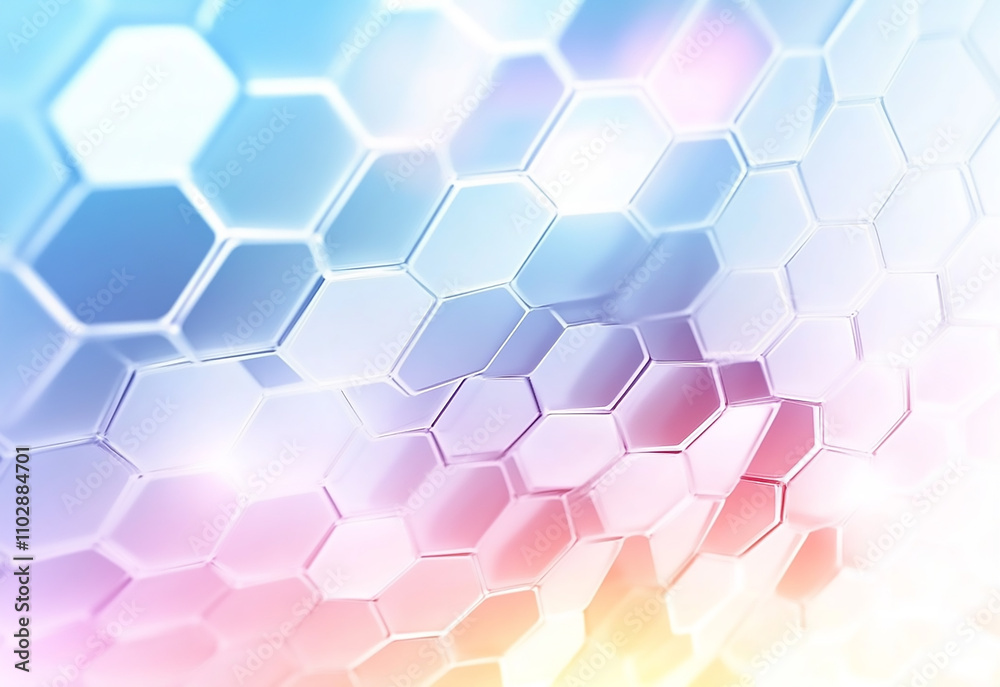 Wall mural geometric background with hexagonal patterns in pastel colors abstract white and blue hexagon backgr