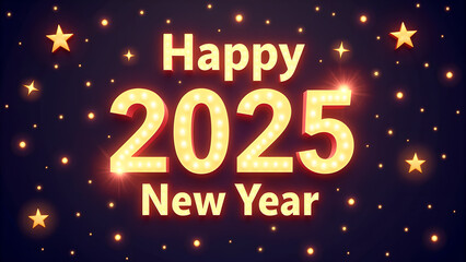 Happy New Year 2025 Celebration. Concept of new beginnings, hope, and celebration.