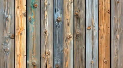 Fototapeta premium Textured wooden planks with varied colors and patterns, suitable for backgrounds.