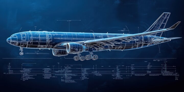 Airplane Blueprint Design Technical Engineering Drawing