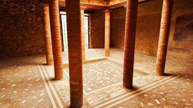 The impluvium (water catchment area) of the House of Menander (Casa del Menandro), Pompeii, Naples, Campania, Italy, buried by Vesuvius in 79 AD