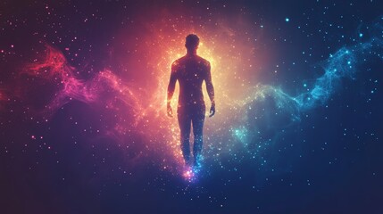 Obraz premium Cosmic Silhouette in Vibrant Starry Background