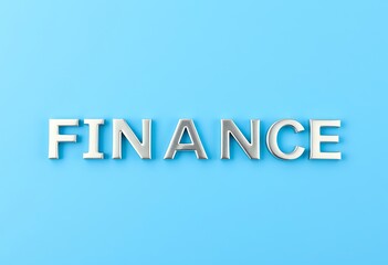 Finance Word Silver Letters Blue Background Business Concept