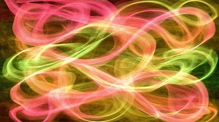 Abstract Colorful Swirls in Vibrant Pink Green and Yellow Hues