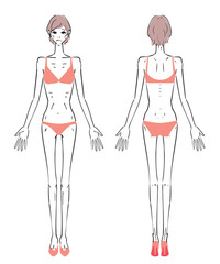 痩せすぎている女性のイラスト
