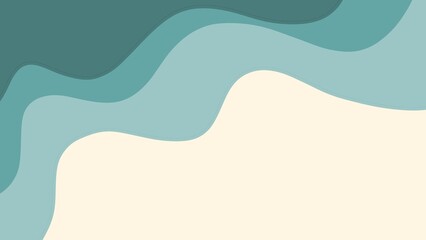 Elegant abstract design featuring layered wavy shapes in various teal shades, set against a soft cream-colored background for a minimalist and calming aesthetic.
