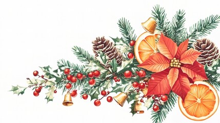 Festive Arrangement with Poinsettia and Holiday Elements