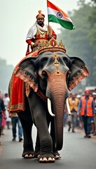  Decorated elephant walking in Republic Day parade, India
