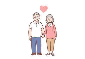 Elderly couple. Hand drawn style vector design illustrations.