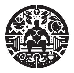 Gym logo Silhouette vector illustration
