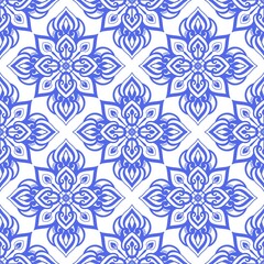 Fototapeta premium Flower Pattern Ethnic Geometric native tribal boho motif aztec textile fabric carpet mandalas African