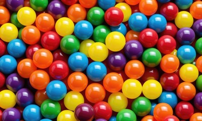 Obraz premium Colorful candy balls background with vibrant spheres and playful rainbow hues