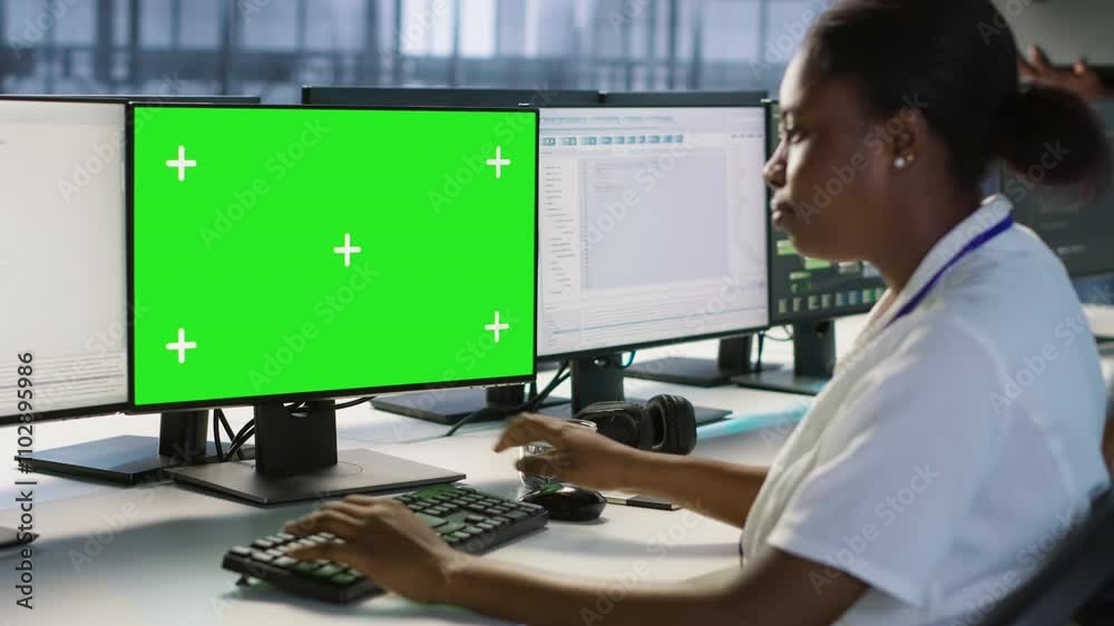 Poster system administrator in server hub ensuring data remains shielded from potential threats using chrom