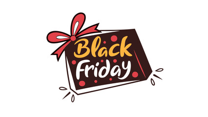 Black Friday sicker red and black typography sale tag banner isolated on transparent background