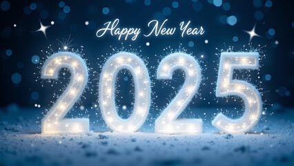2025 Happy New Year with Sparkling Lights. Concept of celebration, hope, and new beginnings.