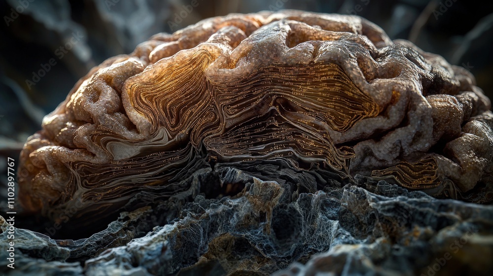 Aufkleber Macro view of brain folds exploring neuroanatomy through closeup photography in a lab setting