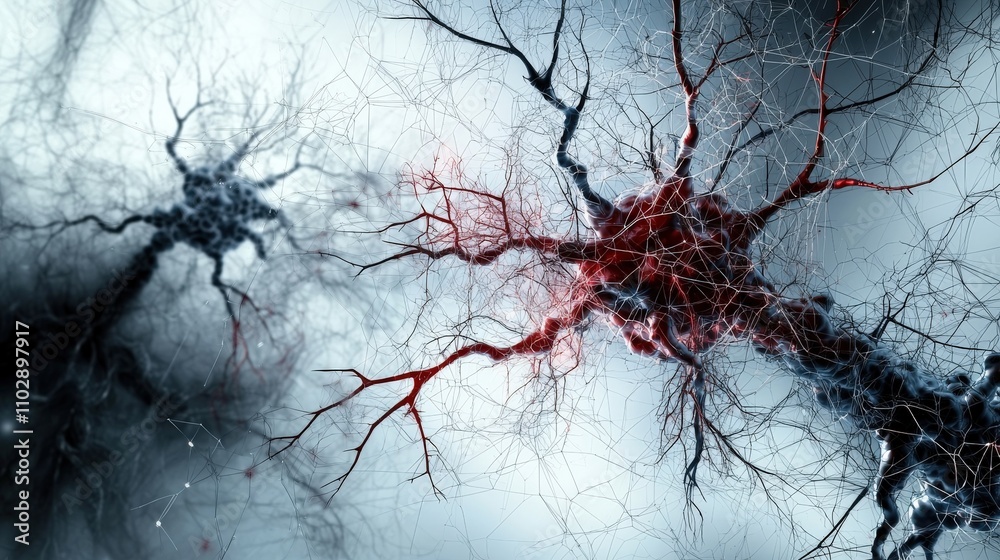 Poster neural networks and connections abstract art digital illustration scientific environment close-up vi