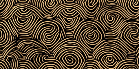 Seamless Abstract Concentric Circles Pattern in Gold and Black Luxury Design