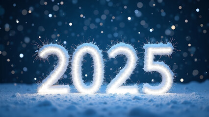 2025 New Year Snow Sparkler. Concept of celebration, hope, and future.