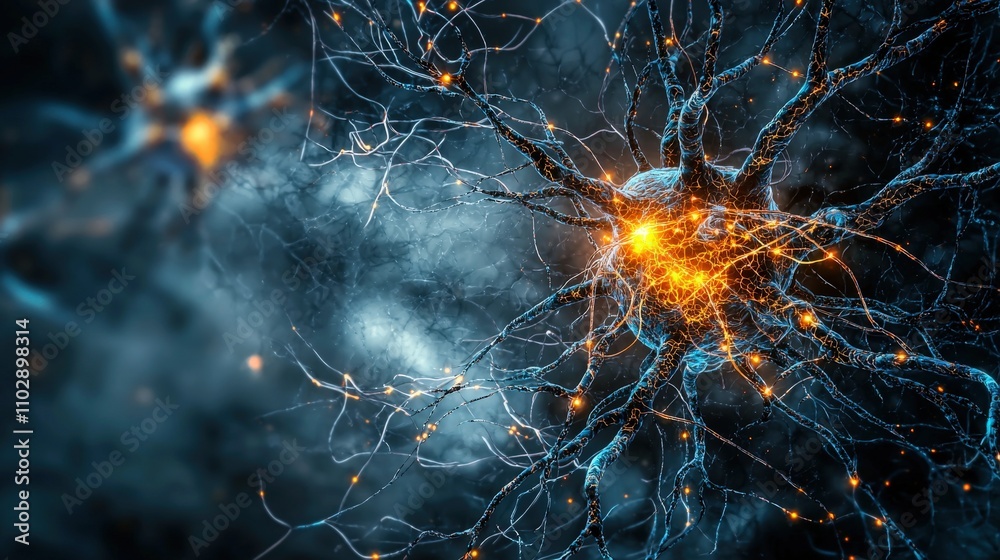 Poster Exploring the intricate connection of neurons brain scientific visualization dark background abstract conceptual art