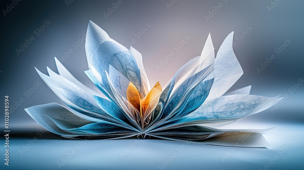 Poster abstract paper art installation symbolizing transformation studio photography indoor close-up view c