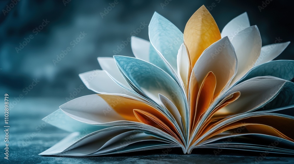 Poster Artistic paper folds creating enigmatic shapes studio photography creative space close-up abstract concept