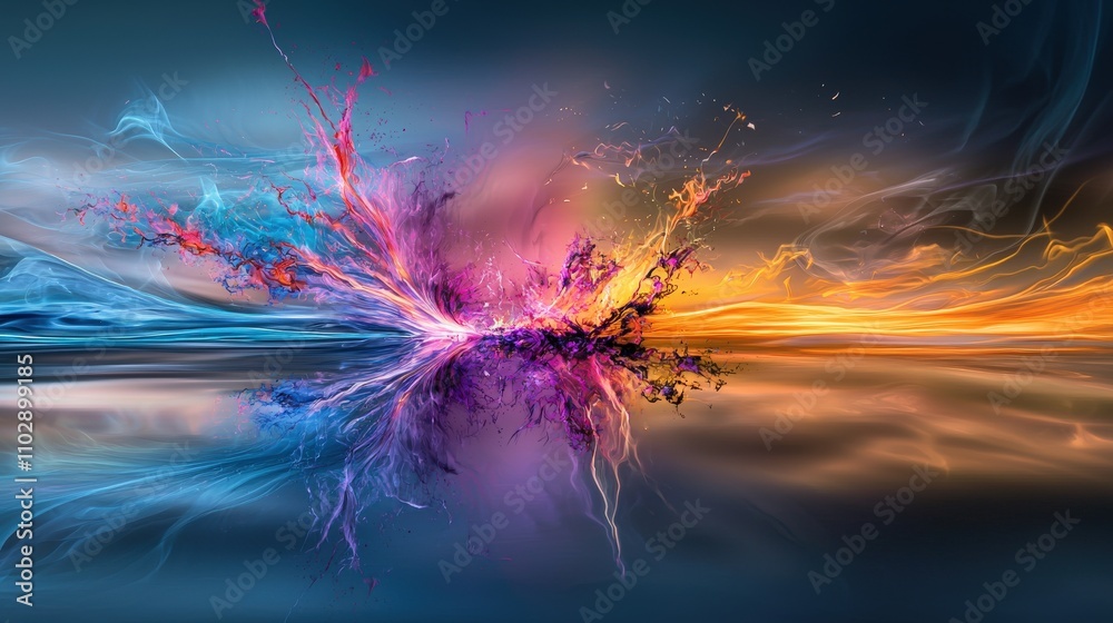 Poster colorful serenity an abstract digital creation that embodies tranquility and visual impact