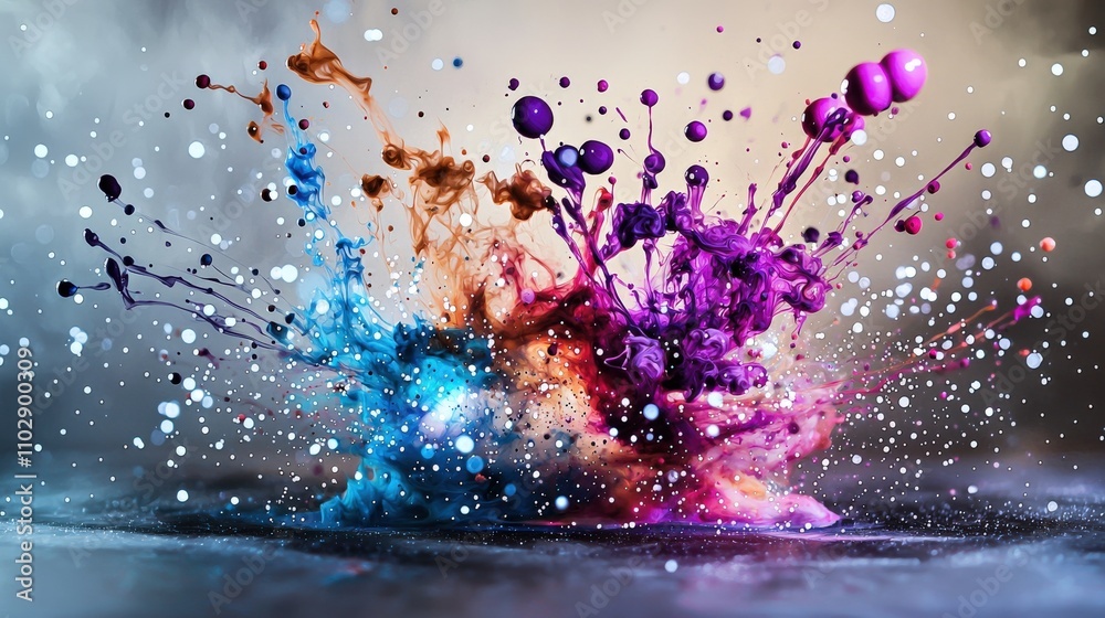 Aufkleber dynamic ink splatter art studio photography creative space close-up visual expression and movement