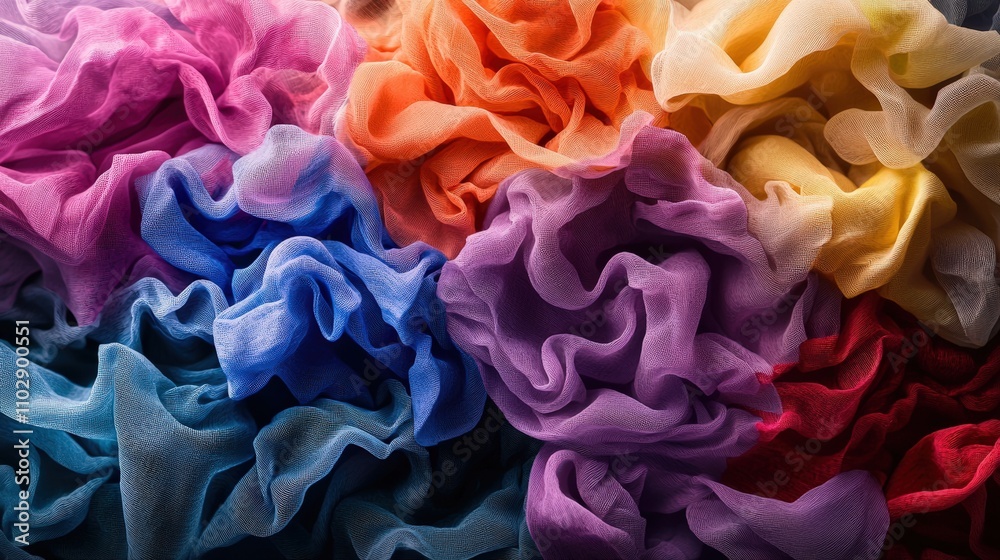Poster textured fabric layers textile studio photography colorful environment close-up view artistic concep