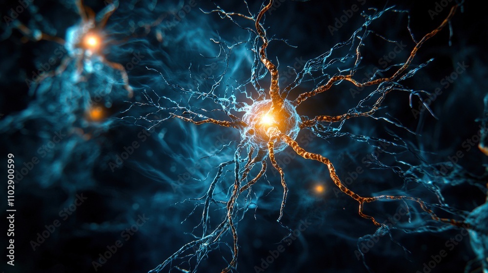 Poster Exploring microscopic nerve patterns digital art insights into tree branch-like structures in neuroscience