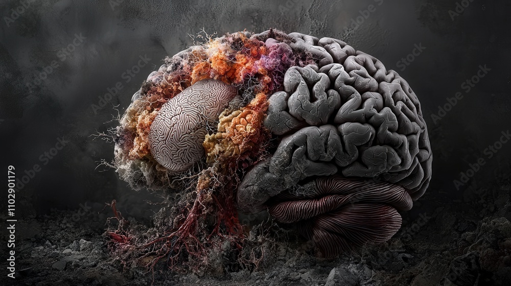 Aufkleber Exploring the intricate folds of the brain artistic representation of neural dynamics abstract environment science concept