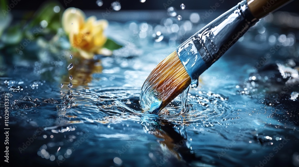 Aufkleber captivating brush movement across water artistic studio high-quality image creative environment clos
