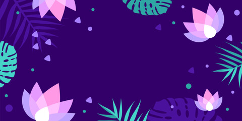 Asian American and Pacific Islander Heritage background. Vector banner for social media, card, poster. Illustration with lotus, tropical leaf. Asian Pacific American Heritage Month flyer. © dsnovik