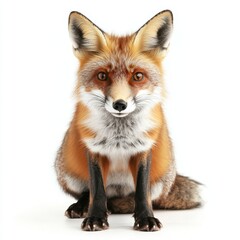 Red fox isolated on white background