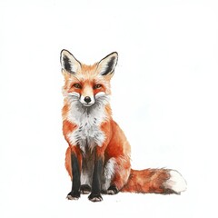 Red fox isolated on white background
