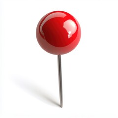 Red push pin isolated on White background