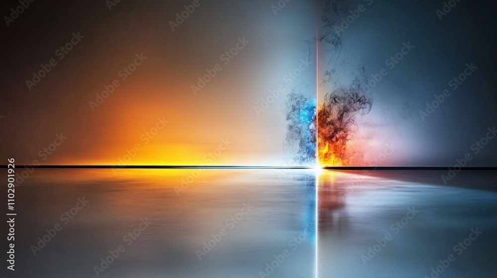 Poster dynamic color contrast illuminating minimalist space digital art modern interior vibrant abstract co