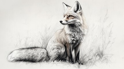 Elegant Fox Sitting in Grassy Meadow