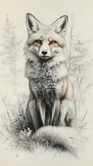 Obraz premium Majestic Fox Sitting Serene In Winter Woods