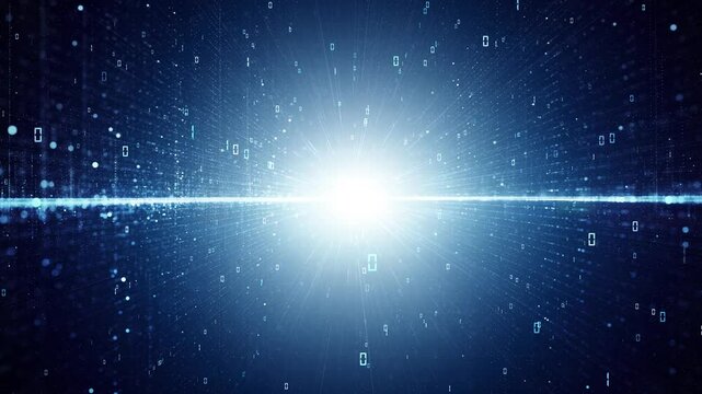Digital computer binary data technology network loop animation.