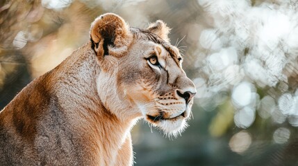 Fototapeta premium Majestic close-up of a lioness in natural habitat during daylight