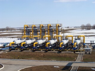   General view of the gas purification site at the natural gas compressor station
