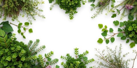 Obraz premium A white frame perfectly placed in the midst of a leafy green bush mockup, artistic, mockup