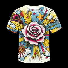 Umbrella and Flower T-shirt design for illustration.