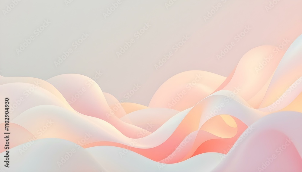 Poster Abstract liquid background with 3d popup composition in pink. Background vibrant abstract color gradients. Abstract background waves. Set of blurred backgrounds with pastel colors wave shapes