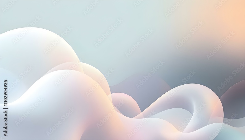 Poster Abstract liquid background with 3d popup composition in pink. Background vibrant abstract color gradients. Abstract background waves. Set of blurred backgrounds with pastel colors wave shapes