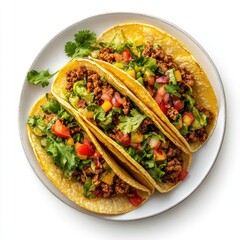 Taco With Floating Ingredients isolated on white background